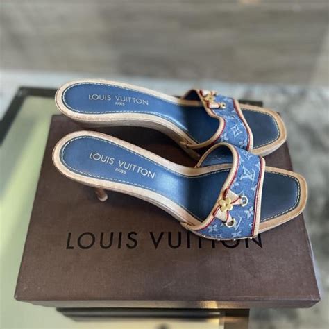 louis vuitton kitten heels - Louis Vuitton damier slides.